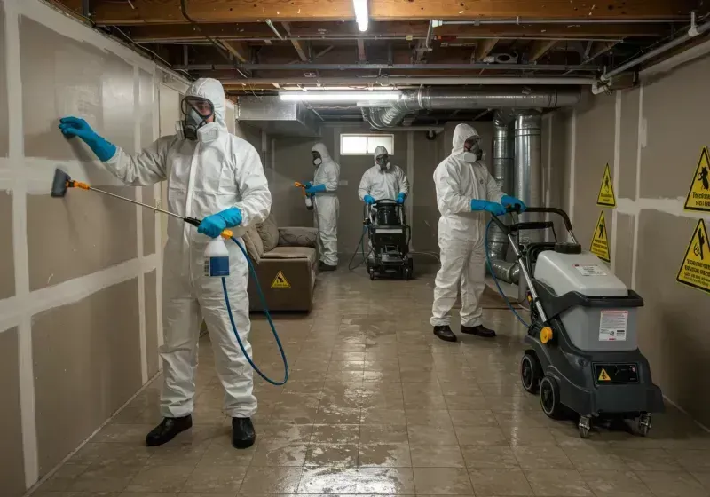 Basement Moisture Removal and Structural Drying process in City of Petersburg, VA